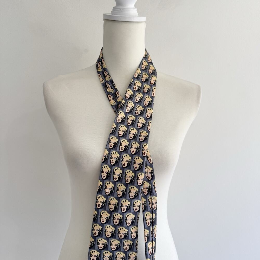 Vintage 1998 Andy Warhol Marilyn Monroe Men’s Silk Tie CP pop art retro